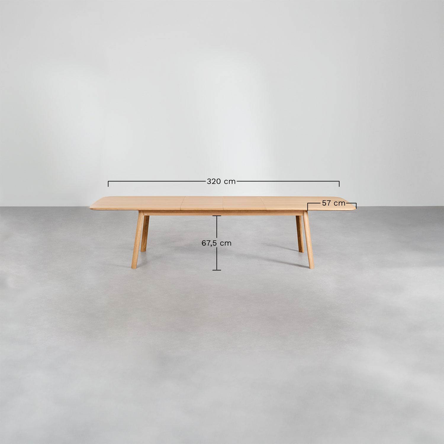 Set tavolo allungabile Treveris (220-320x95 cm) e 12 sedie da pranzo Mara Signature in legno di rovere , MISURE