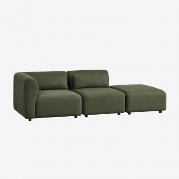 Divano Componibile Angolare In 2 Pezzi Con Pouf Fogler Ciniglia Verde Salvia - Sklum