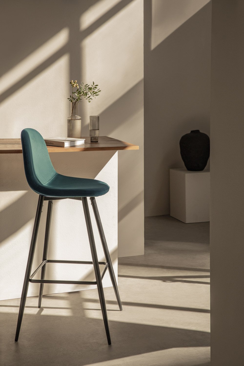 Sgabello alto Glamm in velluto