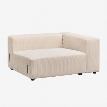 Modulo Angolare Destro (135x113 Cm) Con Bracciolo Alto Per Divano Modulare Bruna Velluto A Coste Beige Lin - Sklum