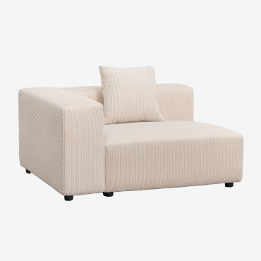 Modulo Angolare Sinistro (135x113 Cm) Con Bracciolo Alto E Cuscino Per Divano Modulare Bruna Velluto A Coste Beige Lin - Sklum