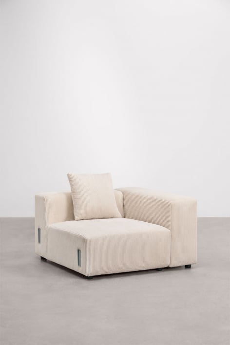 Modulo angolare destro 115x113 cm con bracciolo alto e cuscino per divano modulare Bruna