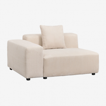 Modulo Angolare Sinistro (135x113 Cm) Con Bracciolo Basso E Cuscino Per Divano Componibile Bruna Velluto A Coste Beige Lin - Sklum