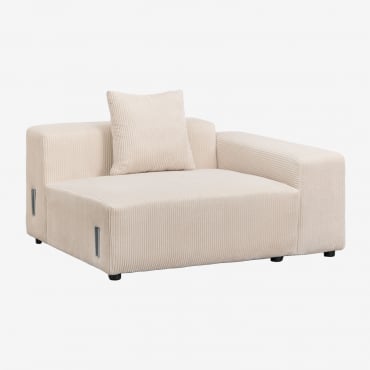 Modulo Angolare Destro (135x113 Cm) Con Bracciolo Basso E Cuscino Per Divano Componibile Bruna Velluto A Coste Beige Lin - Sklum