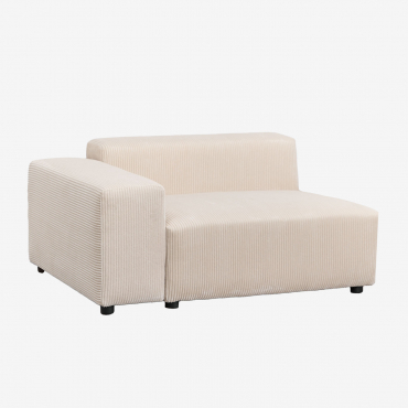 Modulo Angolare Sinistro (135x113 Cm) Con Bracciolo Basso Per Divano Componibile Bruna Velluto A Coste Beige Lin - Sklum