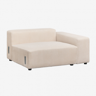 Modulo Angolare Destro (135x113 Cm) Con Bracciolo Basso Per Divano Componibile Bruna Velluto A Coste Beige Lin - Sklum