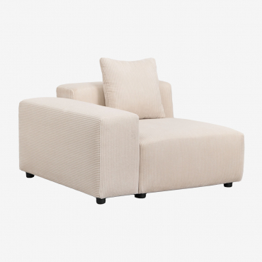 Modulo Angolare Sinistro (115x113 Cm) Con Bracciolo Basso E Cuscino Per Divano Componibile Bruna Velluto A Coste Beige Lin - Sklum