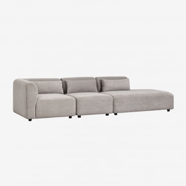 Divano Modulare Angolare In 3 Pezzi Fogler Con Chaise Lounge Destra Velluto A Coste Grigio Talpa Chiaro - Sklum