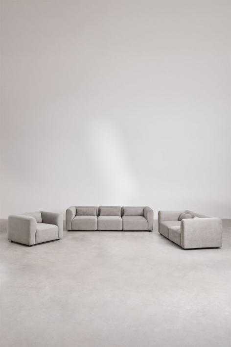 Set soggiorno con divano componibile in 3 pezzi, divano componibile in 2 pezzi e poltrona Fogler