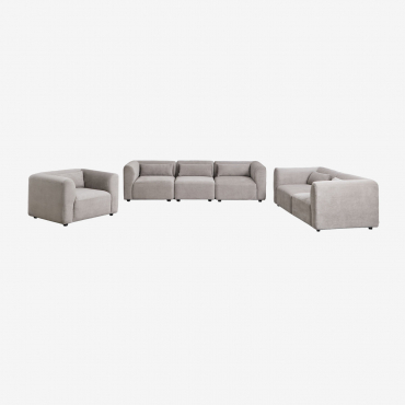 Set Soggiorno Con Divano Componibile In 3 Pezzi, Divano Componibile In 2 Pezzi E Poltrona Fogler Velluto A Coste Grigio Talpa Chiaro - Sklum