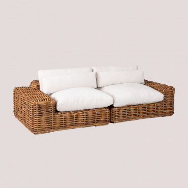 Divano Modulare In Rattan Milu 2 Pezzi Natural - Sklum