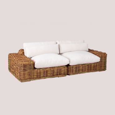 Divano Da Giardino Modulare In Rattan Milu 2 Pezzi Natural - Sklum