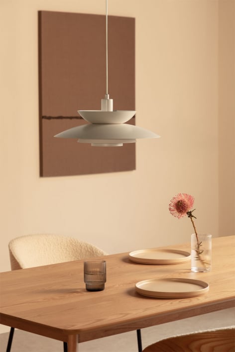 Lampada a sospensione da soffitto in ferro Alicia - Beige Crema