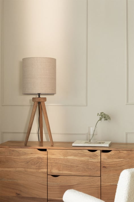 Lampada da tavolo in legno di mango Simona