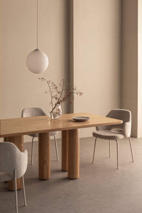 Tavolo da pranzo rettangolare 200x100 cm in MDF e impiallacciatura di frassino Noelys