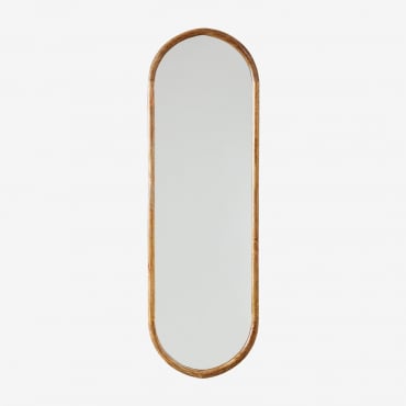 Specchio Da Parete Ovale In Legno Di Mango Munya 35 X 115 Cm - Sklum