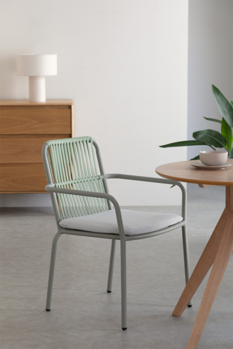 Sedia da pranzo impilabile con braccioli in alluminio Alberta - Verde Kaki