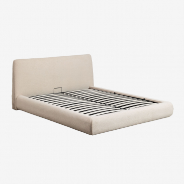 Letto Pieghevole In Pelle Di Pecora Norena Ciniglia Blanc & 200 X 200 Cm - Sklum