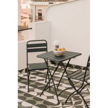 Tavolo Da Giardino Pieghevole Quadrato Greensboro - 2 Posti In Acciaio Grafite