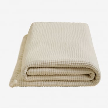 Copriletto In Garza Di Cotone Jobert Beige Crema & Letto 135/140/150/160cm (230 X 250 Cm) - Sklum