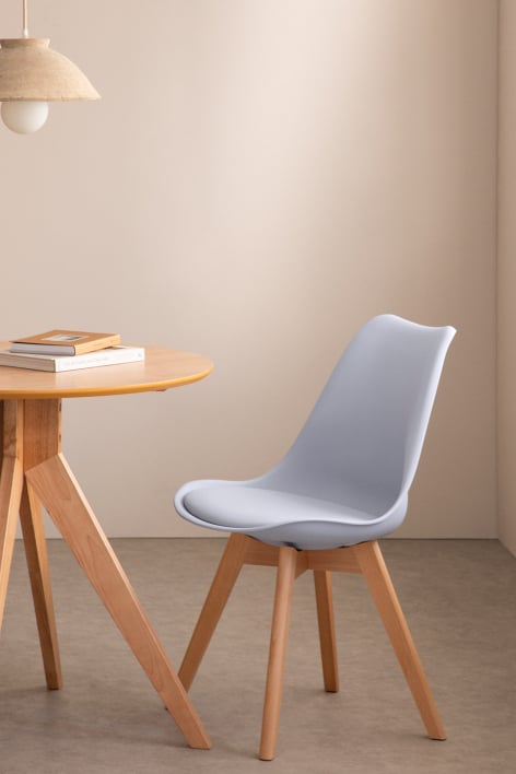 Sedia da pranzo in polipropilene e legno di faggio Nordic - Grigio Delfíno