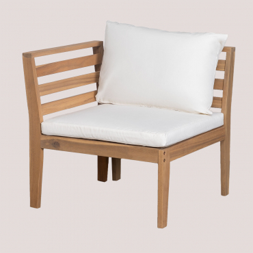 Modulo Angolare Sinistro Per Divano Componibile Da Giardino In Legno Di Acacia Filips Gardenia Bianco - Sklum