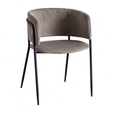 Confezione Da 4 Sedie Da Pranzo Imbottite Nalon Nero & Velluto A Coste Grigio Talpa Chiaro - Sklum