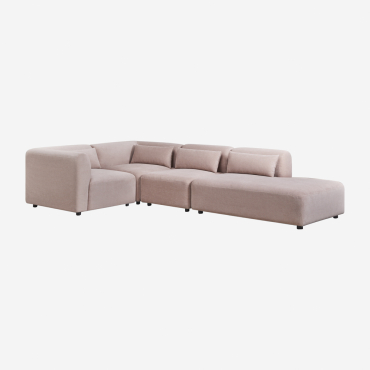Divano Angolare Modulare In 4 Pezzi Fogler Con Chaise Lounge Destra Velluto A Coste Rosé - Sklum