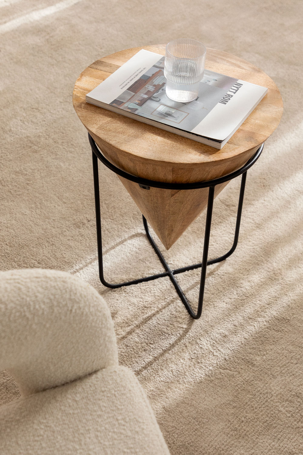 Tavolino in Legno di Forma Rotonda, Tavolino da Parete Tavolino da Salotto Tavolino da caffè Comodino con Finitura in Legno per Camera da Letto,B