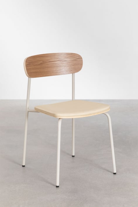 Set di 2 sedie da pranzo impilabili in ferro e legno Wilpier - Tapioca Beige