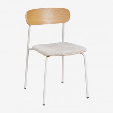 Pacco Di 4 Sedie Da Pranzo Impilabili In Ferro E Legno Wilpier Tapioca Beige & Ciniglia Crema Beige - Sklum