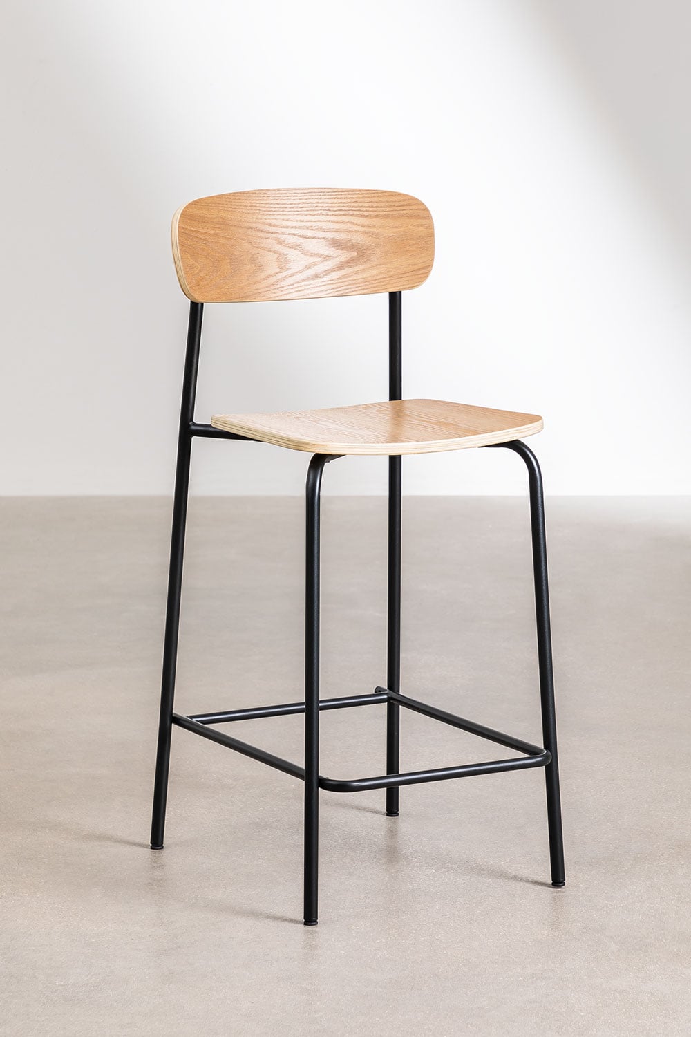Set 4 Sgabelli Da Bar In Metallo Con Schienale Rimovibile – Legno Nero, Altezza 61 Cm, Impilabili - 2