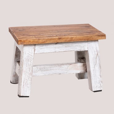 Confezione Da 2 Sgabelli Bassi In Legno Di Abet Legno Riciclato - Legno Bianco - Sklum