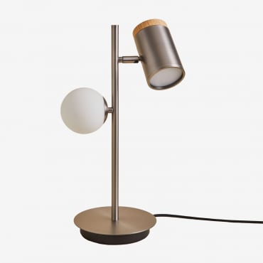 Lampada Da Tavolo Orientabile Con 2 Punti Luce In Ferro Amaranto Grigio Cromato - Sklum