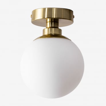 Plafoniera Da Soffitto Con Sfera Di Vetro Uvol Traditional Dorato - Sklum