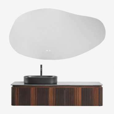 Set Mobili Da Bagno In Legno Lavena Legno Scuro & Ovale Acciaio Inox ↔︎60 Cm Lime & Ovale Led E Antifog 140x75 Cm Jynox & - Sklum