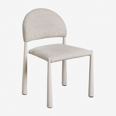 Confezione Da 4 Sedie Da Pranzo Imbottite Nagore Bouclé Beige Crema - Sklum