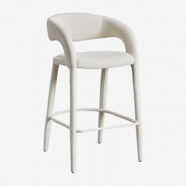 Sgabello Alto Imbottito Arazeina Ricciolo Blanco - Sklum