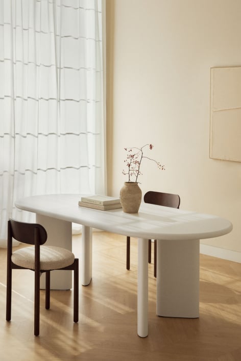 Tavolo da pranzo ovale 220x100 cm in MDF Loulou - Gardenia Bianco