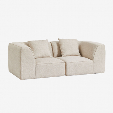 Divano Modulare A 2 Pezzi In Tessuto Bouclé Cardea Bouclé Beige Crema - Sklum