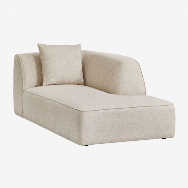 Chaise Longue Destra Per Divano Componibile In Tessuto Cardea Bouclé Bouclé Beige Crema - Sklum