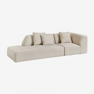 Sofà Modulare Angolare A 2 Pezzi Con Chaise Longue Sinistra In Tessuto Bouclé Cardea Bouclé Beige Crema - Sklum