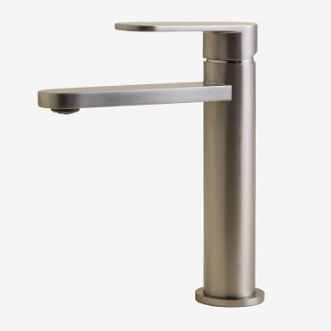 Rubinetto Lavabo Alameda In Ottone Grigio Spazzolato & ↑20 Cm - Sklum