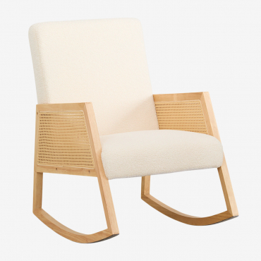 Set Di 2 Sedie A Dondolo In Rattan E Pelliccia Sintetica Tivisa Ciniglia Blanc - Sklum