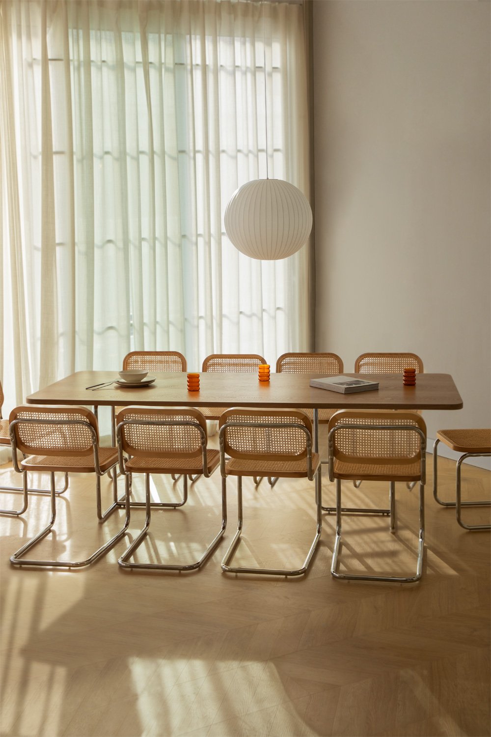 Set da tavolo rettangolare 240x100 cm in MDF e acciaio