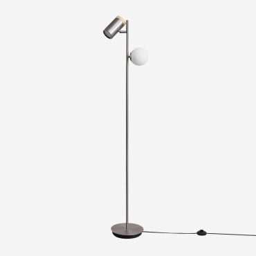Lampada Da Terra Orientabile Con 2 Punti Luce In Ferro Amaranto Grigio Cromato - Sklum