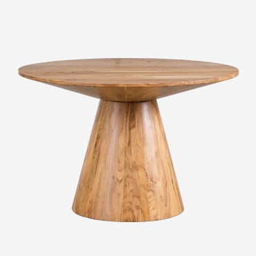 Tavolo Da Pranzo Rotondo In Legno Di Acacia Weymar Legno Naturale & Ø120 Cm - Sklum