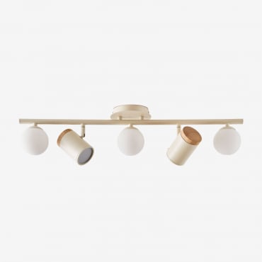 Lampada Da Soffitto Orientabile Con 5 Punti Luce In Ferro Amaranto Tapioca Beige - Sklum