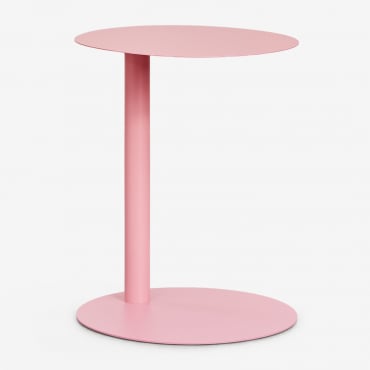 Tavolino Da Giardino Rotondo Ø40 Cm In Acciaio Yannik Rosa Peonia - Sklum