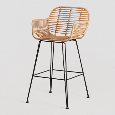 Confezione Da 4 Sgabelli Alti Da Giardino In Rattan Sintetico Eska Nero & ↑75 Cm - Sklum